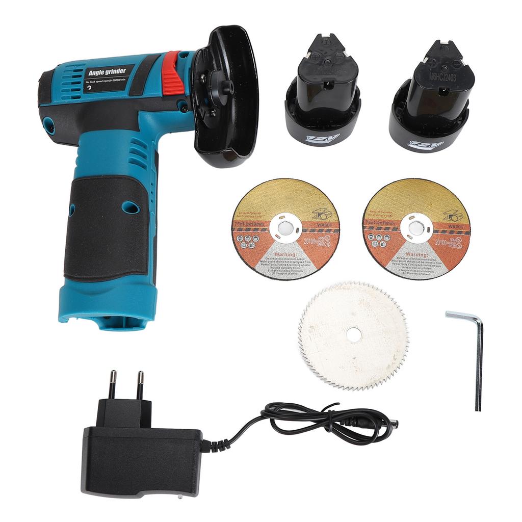 3 Inch Angle Grinder 19500RPM 500W Handheld Lithium Electric Grinding Machine with 3 Saw Blades