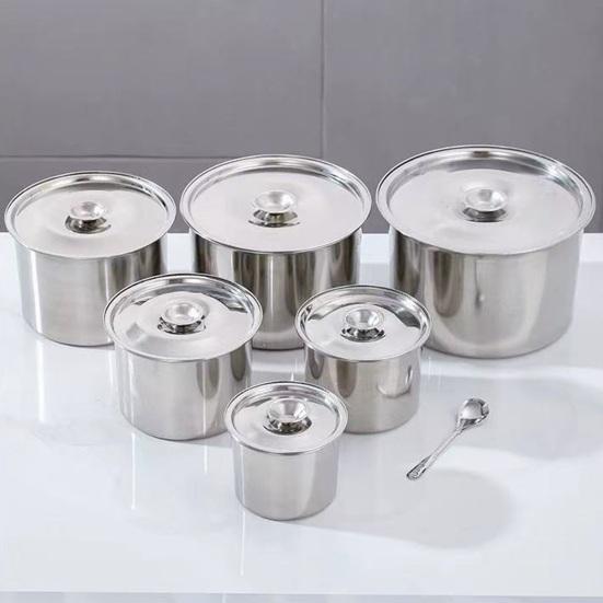 Edelstahl Gewürzbehälter Mehrzweck Küchenglas zur Öllagerung Gewürze Kräuter Rostfrei Stapelbar Kochpfanne