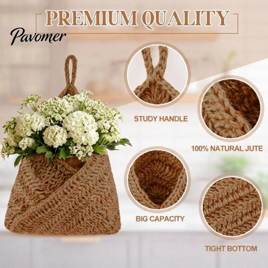 Neutraler Creme-Stil Dekor 3 Stück Hängender Gewebter Baumwollseil Aufbewahrungskorb, Wandmontierter Organizer Boho Küche Obst Hängematte Beutel, Multifunktional