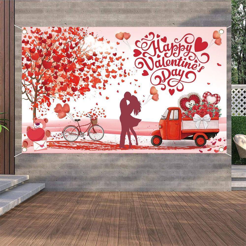 110cmx180cm Red Love Heart Dating Background Happy Valentine's Day Banner  Home Party Decor