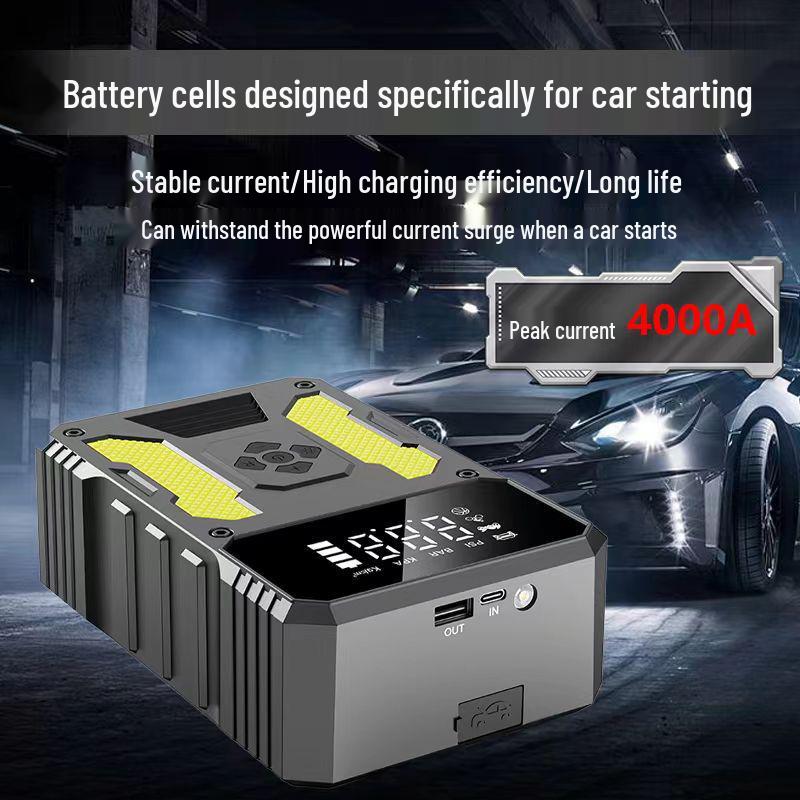 Portable Mini Air Pump & Car Emergency Jump Starter Power Bank
