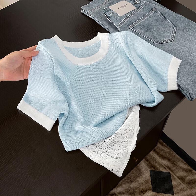 Women's Hollow Knit Ice Silk Short Sleeve T-Shirt