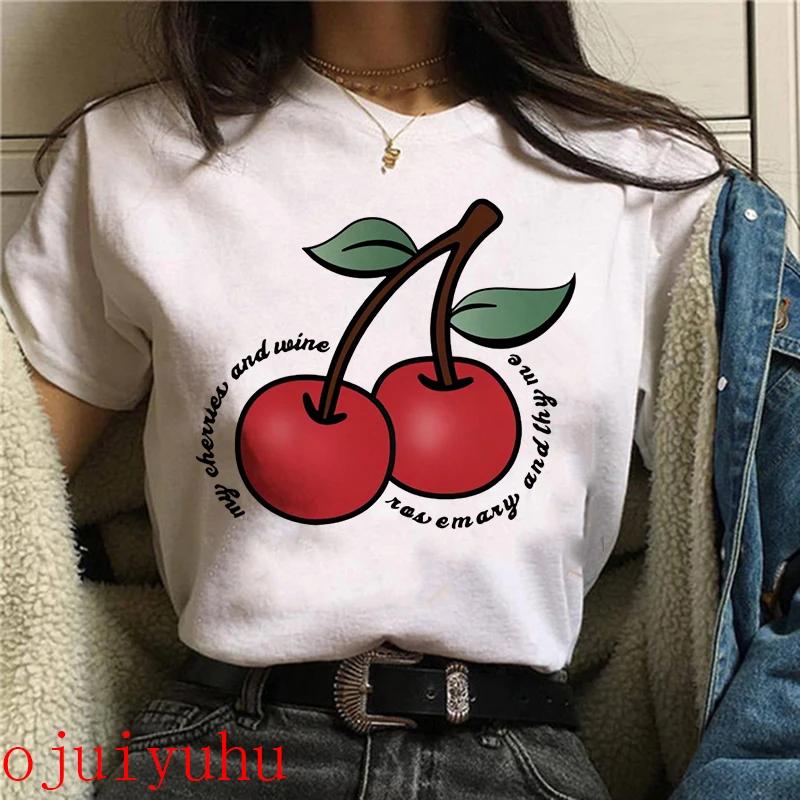 Süße Erdbeere Kirsche Casual T-Shirts Gothic T-Shirt Harajuku 90er Jahre T-Shirt Frauen Sommer Tops Streetwear Kleidung