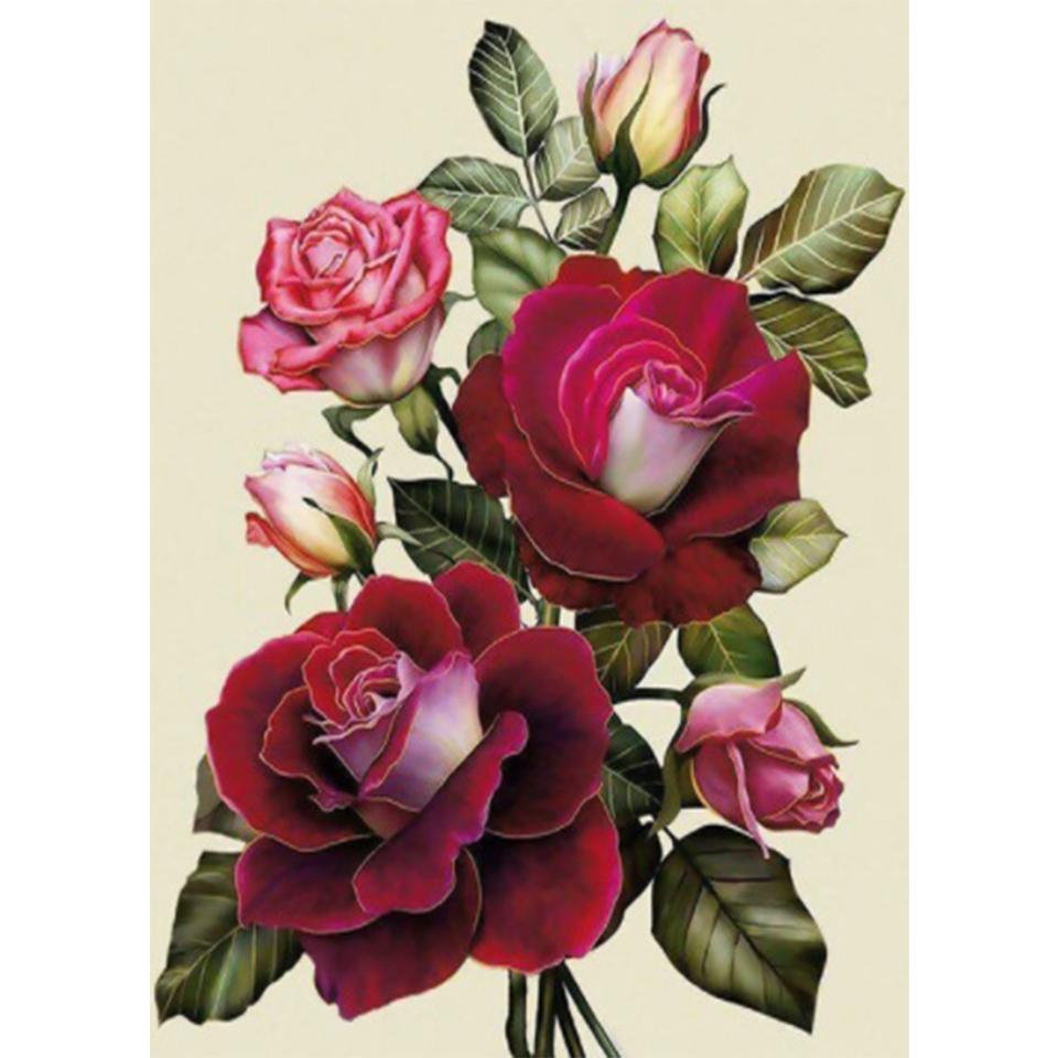 5D DIY Diamond Painting Flower Rhinestone Rose Picture Full Round Embroidery Cross Stitch Kit Mosaic Vase Decoration Gift