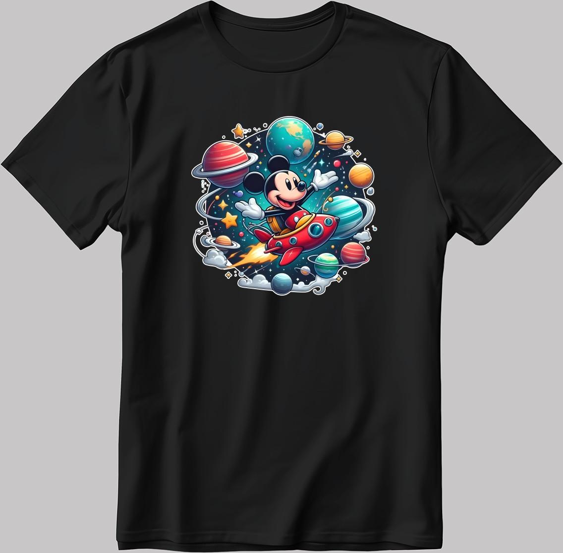 Journey to the planets astronaut Mickey Mouse White-Black Men/Women T Shirt P320 2XL
