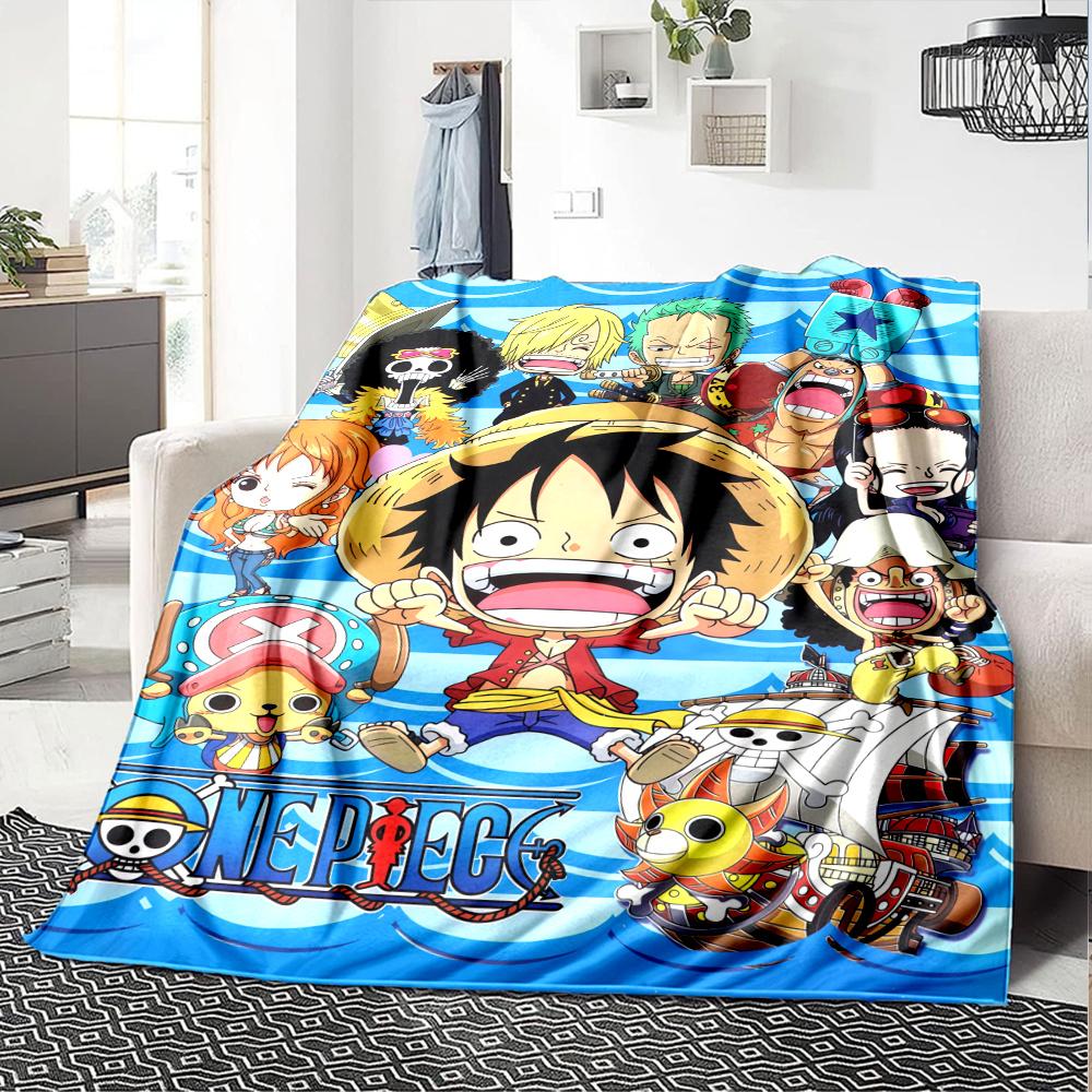 1PC One Piece Monkey D Luffy Patterned Flannel Blanket Suitable For All Seasons For Home Decor Warmth And Comfort Gifts Holiday Present