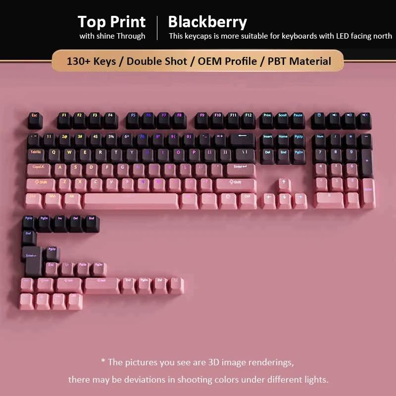 Xiaomi 133+ Keys Black Cherry Profile Double Shot Shine Through PBT Keycaps RGB Backlit Keycaps for Cherry Gateron MX Switches Keyboard