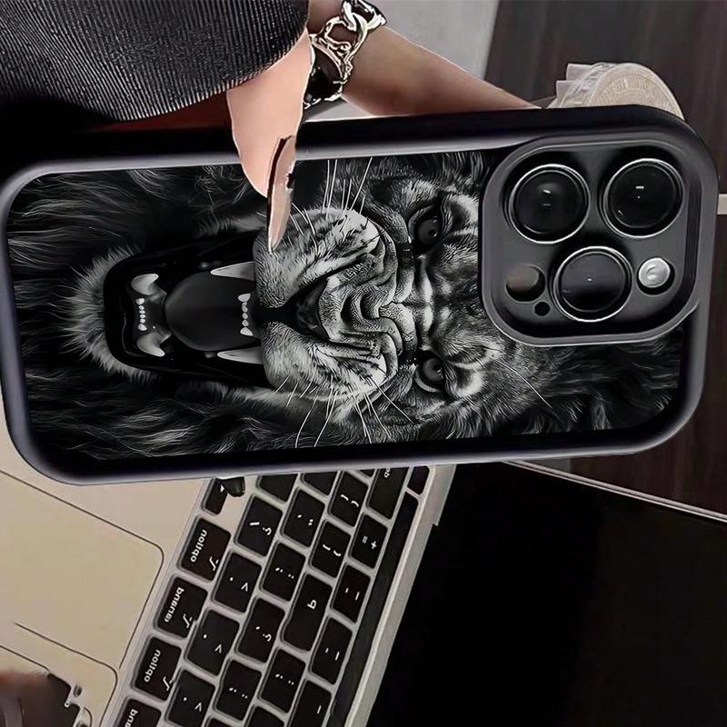 Tiger Pattern Silicone Protective Cover for Apple11iPhone16/15/14All Inclusive13Ladder Phone Case12