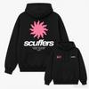 Felpa con cappuccio unisex oversize con stampa fronte-retro del logo del sole, streetwear spagnolo di nicchia 2026, maglietta grafica s