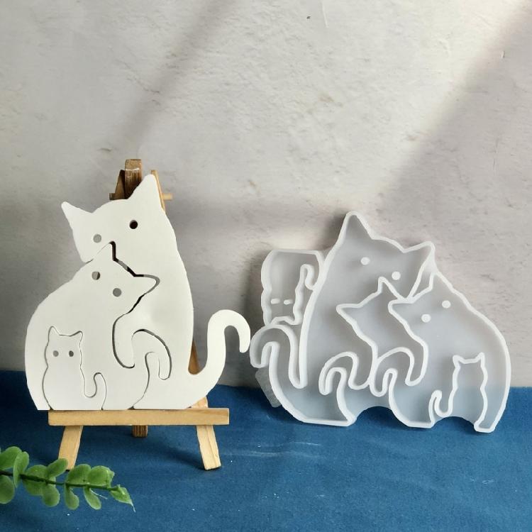Artistic Silicone Mold with 3 Cats Sculptures Molding Tool For Crafting Home Decoration Desktop Shelf Display Items