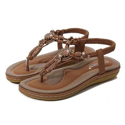 Sandali Bassi da Donna Taglie Forti Intrecciati con Perline di Legno Stile Bohemien per l'Estate 2025