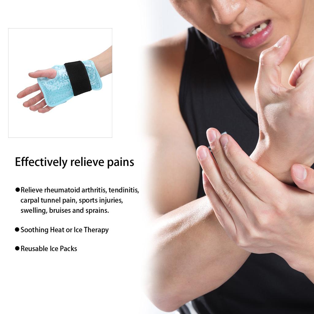Wrist Ice Pack Wrap Reusable Hot and Cold Therapy Gel Pain Relief for Injuries Arthritis