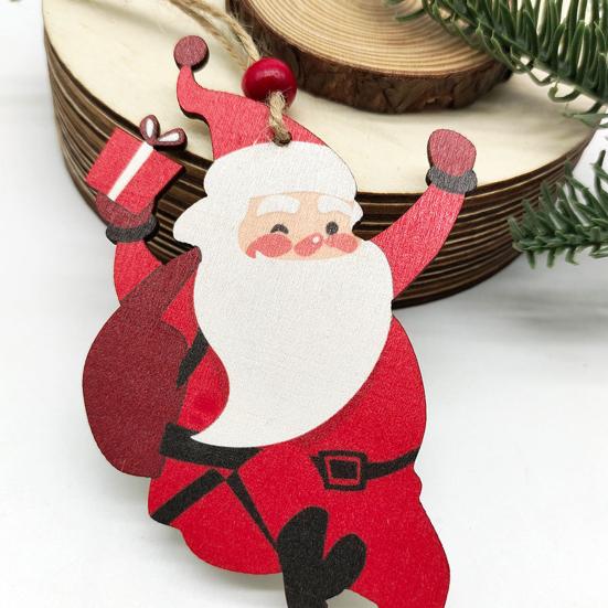Christmas Wooden Ornaments Vintage Snowman Reindeer Santa Gingerbread Man Christmas Tree Hanging Decoration for Winter Home Decor