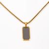 18K Gold Plated Titanium Steel Necklace with Geometric Pendant and Pearl Chain