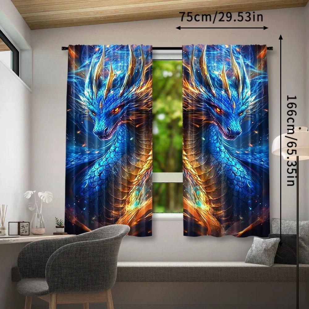 Dragon Totem Printed Curtains Pole Bag Bedroom Living Room Home Decoration Curtain For Area Made Of Polyester