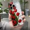 Aesthetic Red Tulip Bouquet Clear Phone Case for iPhone 17 16 Pro Max 15 Pro 14 13 12 11 16E X XR XS 7 8 Plus Protective Cover