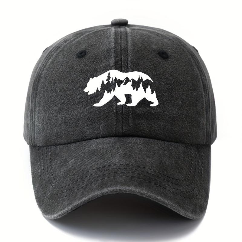 

Printed Polar Bear Washed Baseball Cap Unisex Adjustable Size Curved Brim Hat Outdoor Lightweight Sun Protection Visor Hip-hop Hat чёрный