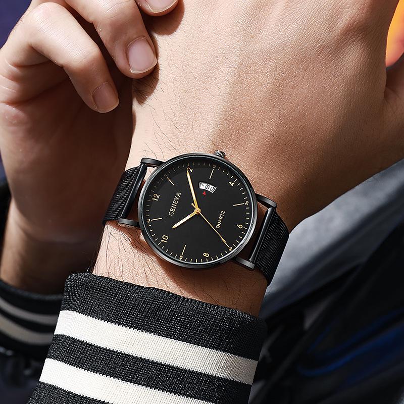 Fashion Styles Mans Watches Men's Luxury Mesh Calendar Watch Quartz Wristwatches Best Gifts Clock