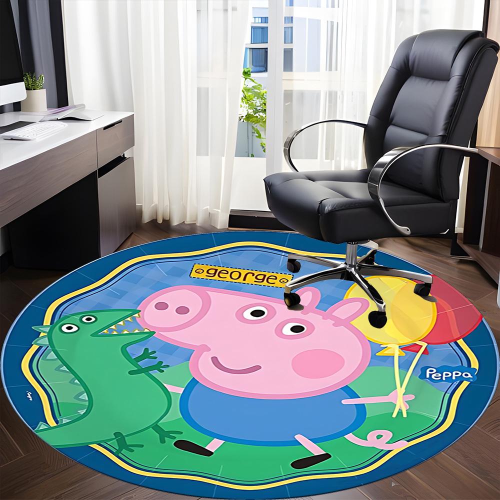 1pz Tappeto Sedia George Pig per Ufficio Antiscivolo, Tappeto Lavabile in Lavatrice per Ufficio, Stanza Decorazione Festiva per Natale, Compleanno Poliestere