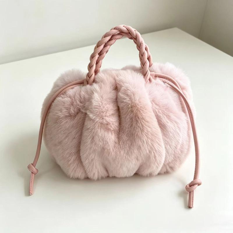 New Plush Bag Imitation Rabbit Fur Cute Pumpkin Bag Portable Lady Bag Autumn and Winter Clouds Soft and Cute Temperament Shoulder Messenger Bag