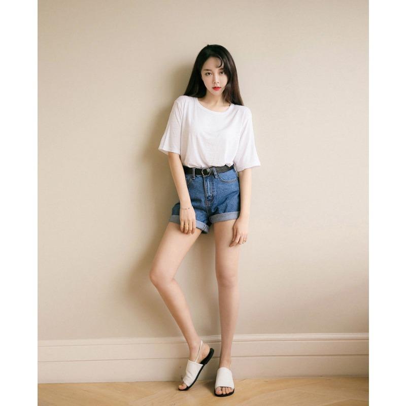 Summer Korean Women's New Curled-edge Casual Women High-waisted Shorts Jeans Women's Pants