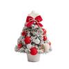 Mini Snow Flocked Christmas Tree Tabletop Artificial Christmas Tree with LED Lights Small Pine Tree with Balls And Bow for Desk Windowsill Decor