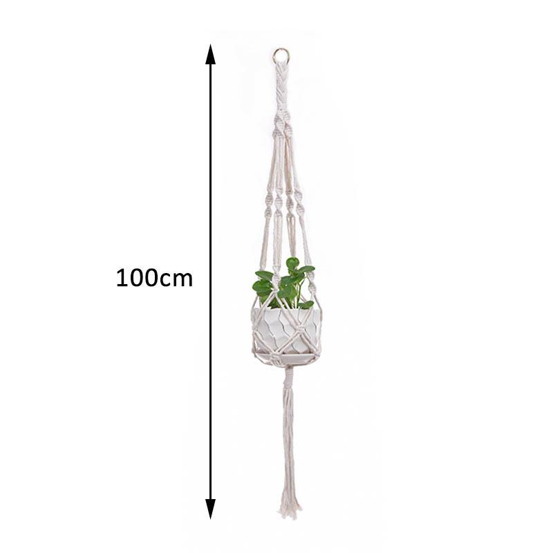 1Pcs Multi-purpose Cotton Rope Plant Hanger Garden Supplies Hand Woven Beige Wall Decoration Flower Tray Basket European Style Plant Hanging Basket
