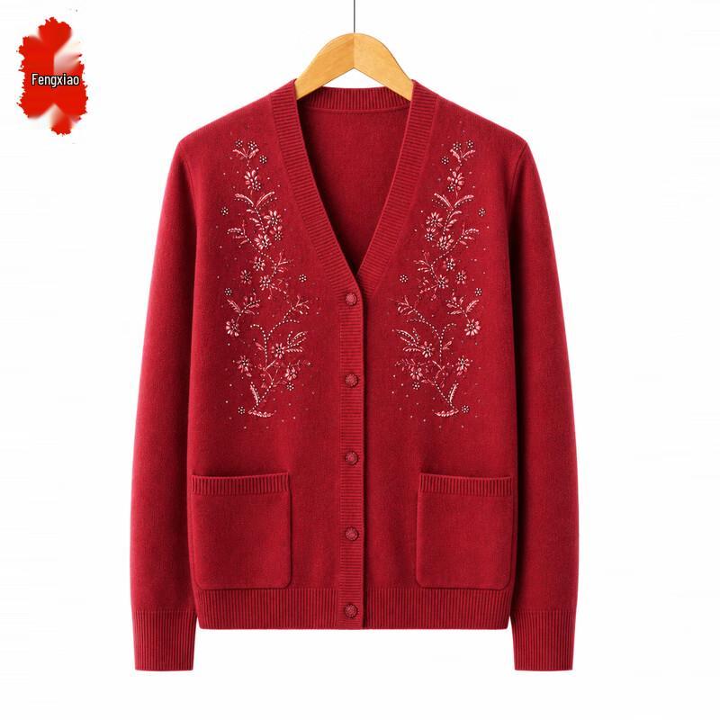 Women's Floral Embroidered V-Neck Knitted Cardigan