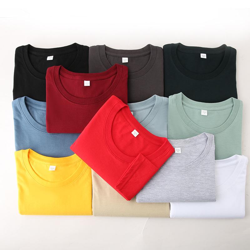 Men's Plus Size Crew Neck Long Sleeve Combed Cotton T-shirt - Solid Color, Spring/Autumn Style