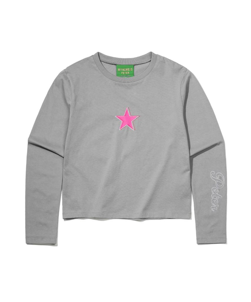 Maineimijeupiteo (W) Star Long Sleeve T-Shirt - Mocha Gray