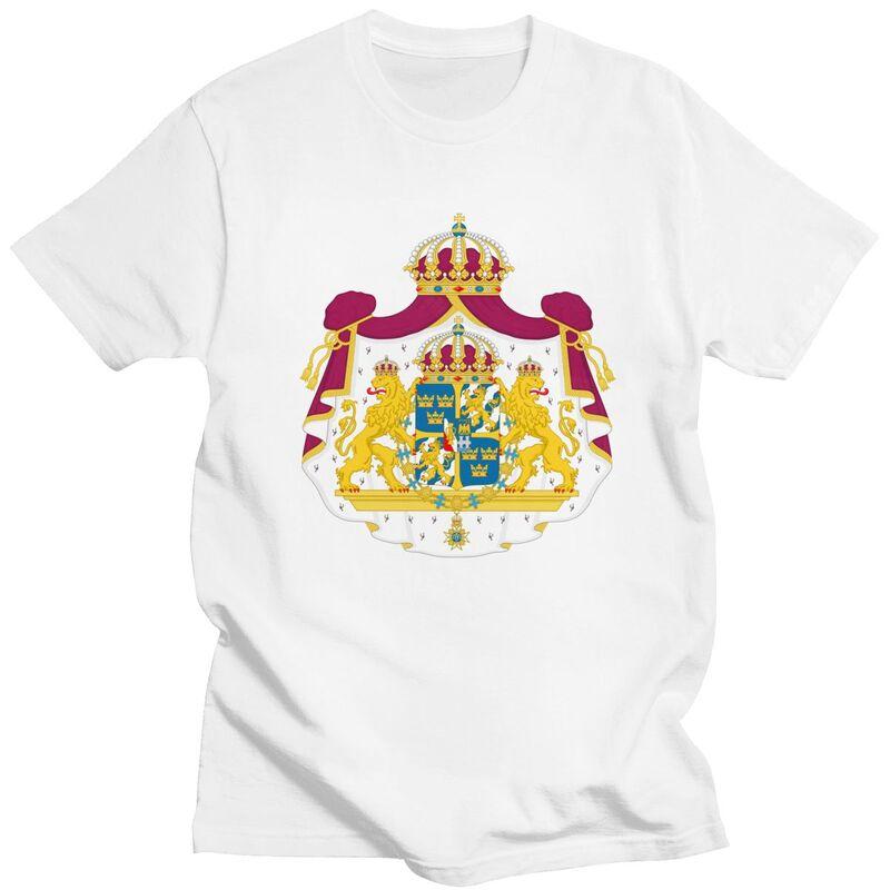 Custom Coat Of Arms Of Sweden Flag T Shirts for Men 100 Cotton Tee Tops Tshirts Fashion Tshirt Clothing