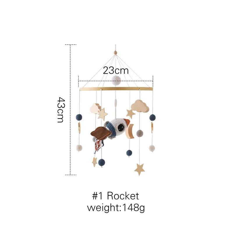 Baby Wooden Rattles Bed Bell Soft Felt Cartoon Elephant Cloudy Star Hanging Bed Bell Mobile Crib Montessori Education Toys