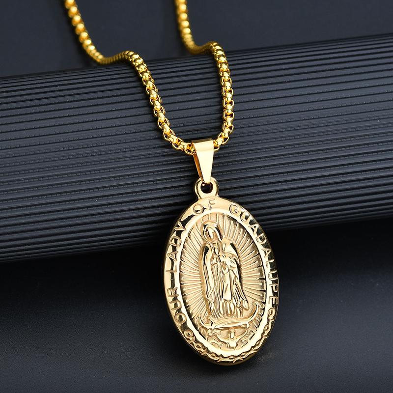 

Nextvance Religious Virgin Mary Pendant Amulet Necklace for Women Men Stainless Steel Christian Prayer Necklaces Jewelry Gifts