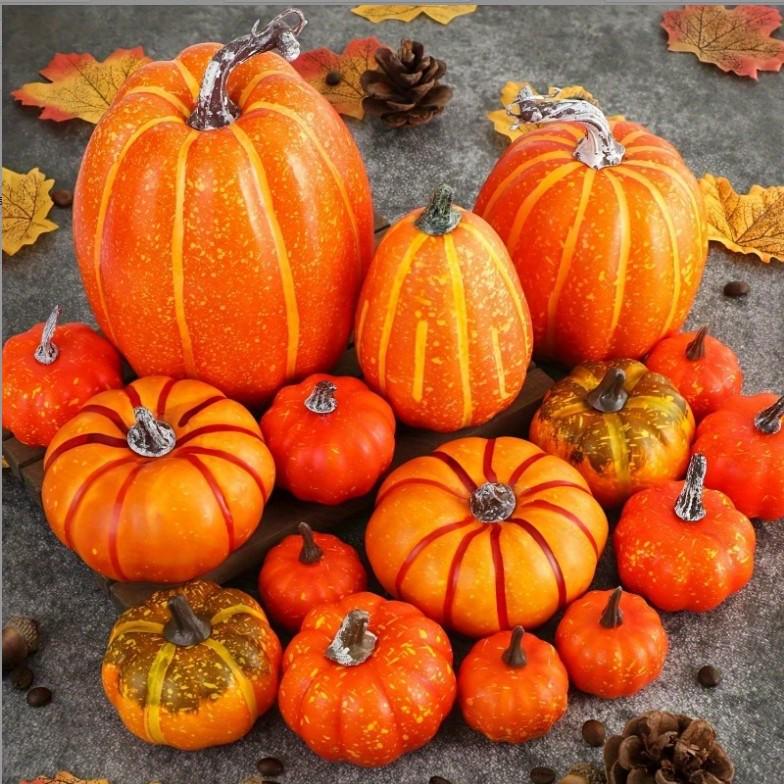Autumn Decor Set: Foam Pumpkins, Pine Cones, and Maple Leaves for Halloween and Thanksgiving