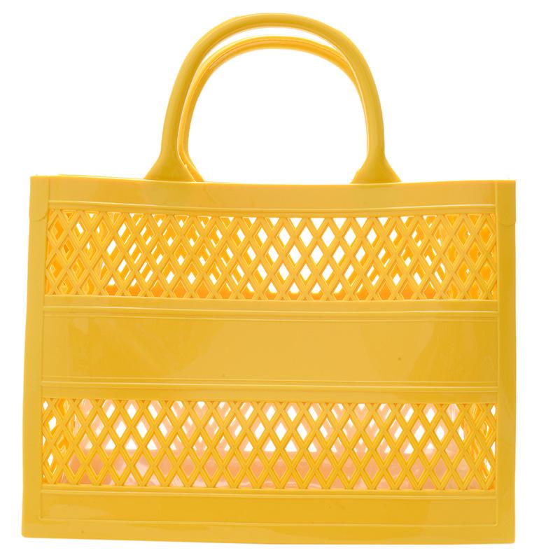2025 Summer New Shopping Basket Handheld PVC Bag Jelly Bag Large Capacity Basket Storage Basket Candy Color Hollow