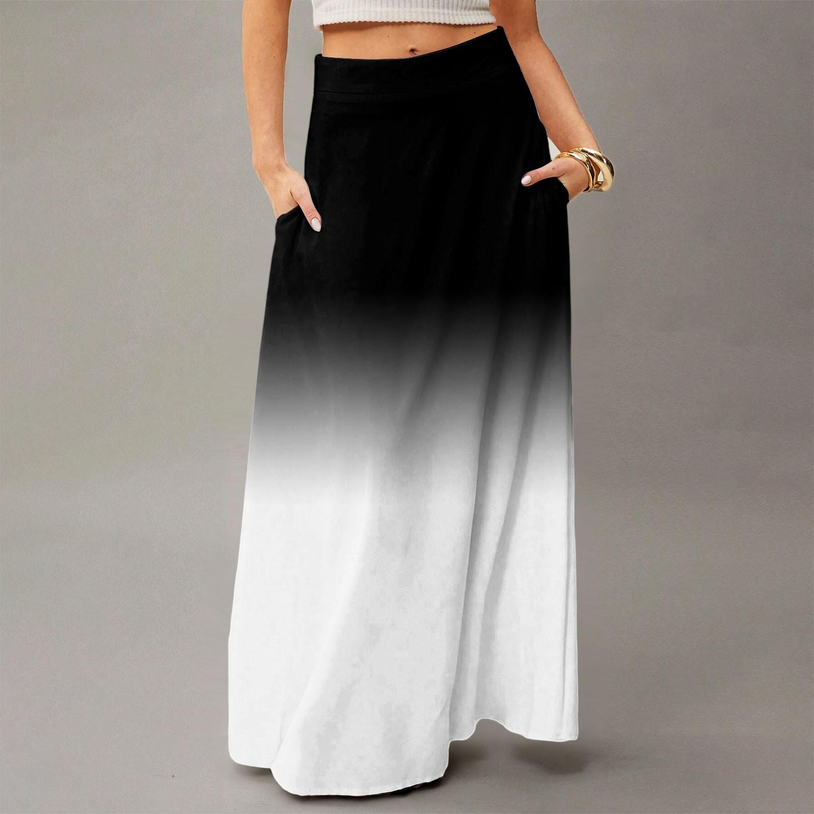 

Женская повседневная складная юбка-макси с градиентным принтом, высокой талией и карманом, с драпировкой M