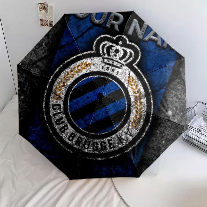 1 PC Automatic Folding Umbrella - Club Brugge KV Custom Name Pattern, Portable & Foldable Design with 8 Ribs, Christmas Birthday Gifts