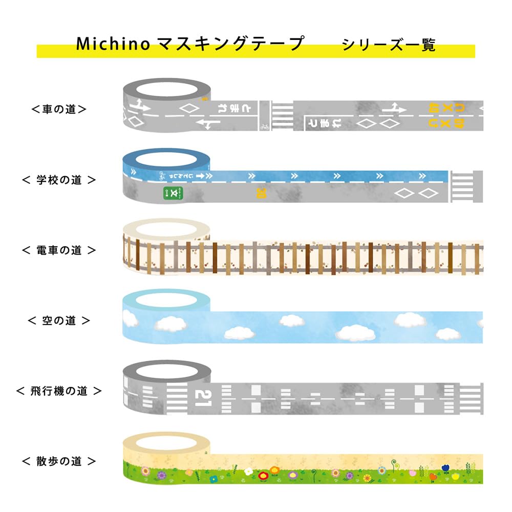 Ehime Paper Michino Masking Airplane x 4 Tape, Road, 5m, 4-Pack, MICHI-05