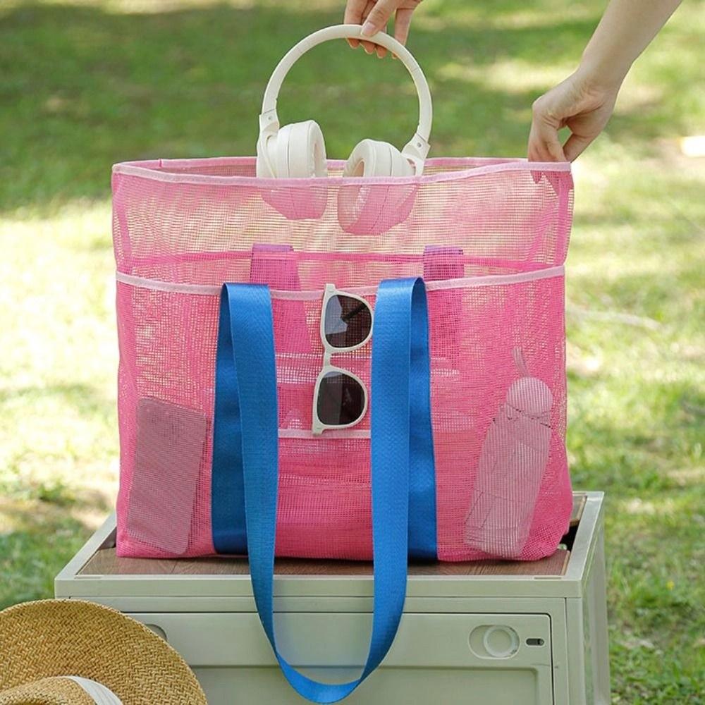 Foldable Mesh Shoulder Bag Light Weight Toiletry Storage Bag Reusable Swimming Handbag  Outdoor
