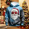 Men's Long Sleeve Hooded Sweatshirt with Christmas Graphic Print, Casual Pullover for Holiday and Winter Wear