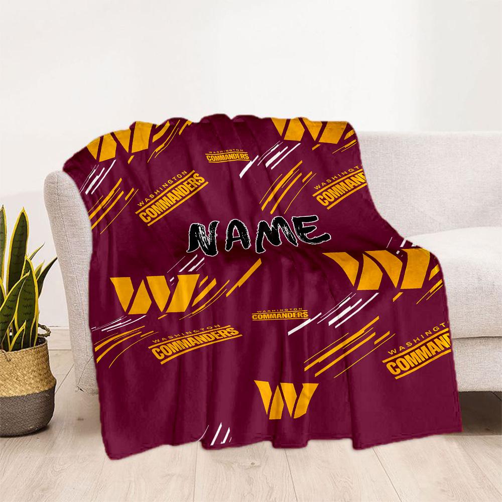 Commanders Team Spirit Personalized Text Blanket Cozy Customizable Blanket Warmthful Decor Throw For Nap Seaside Bed Sofa All-Season Use