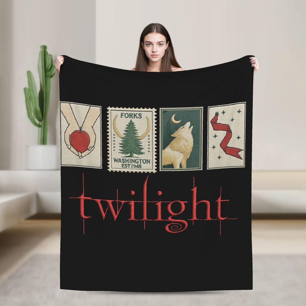 Twilight Ed and Bella Blanket Quality Super Warm Throw Blanket Winter Airplane Travel Home Decor Print Bedspread