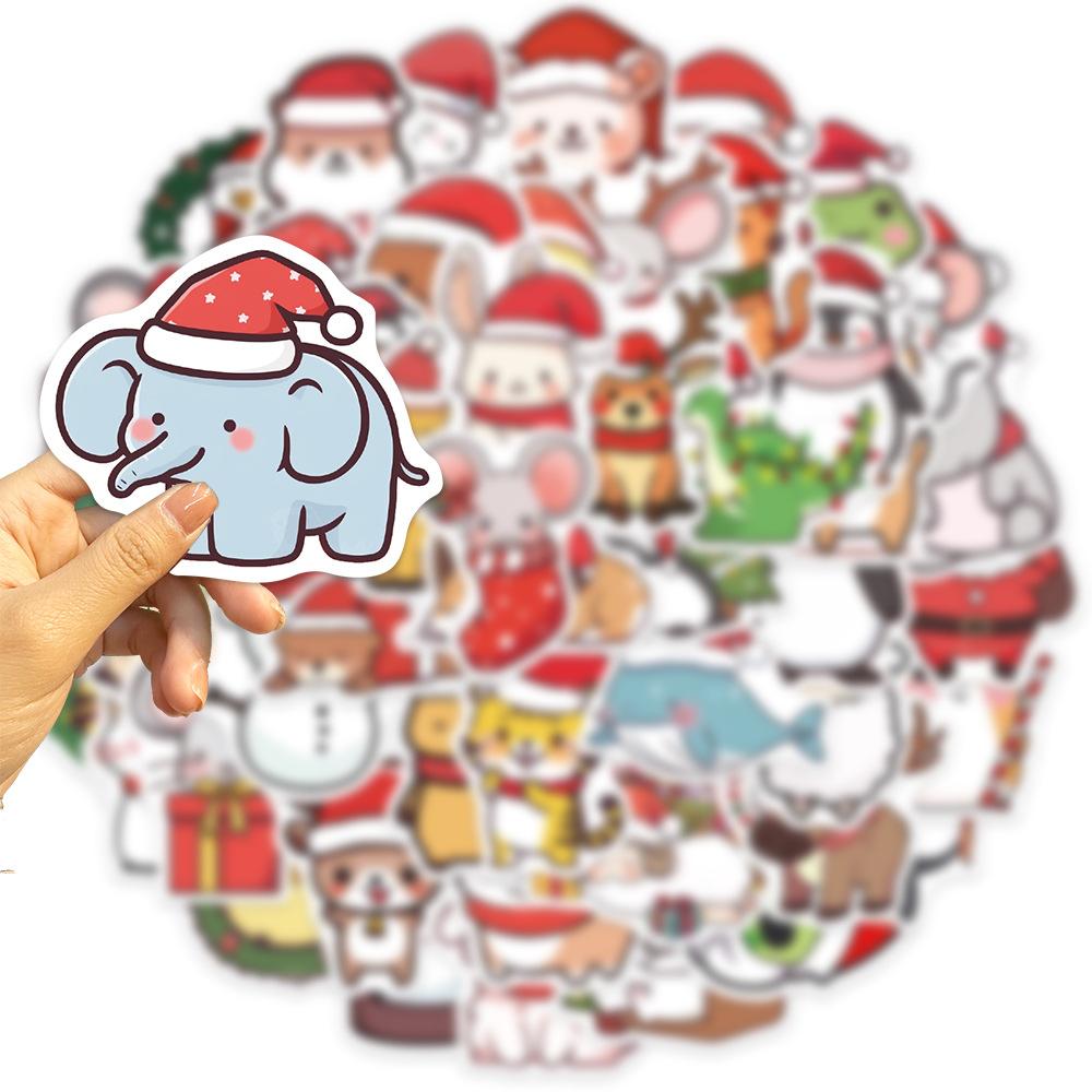 50 Christmas Animal Graffiti Stickers Personalized Decoration Guitar Notebook Suitcase DIY Waterproof Stickers