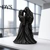 Detailed Gothic Craft Faceless Lovers Figurine, Dark Ghost Couple Sculpture, Mysterious Halloween Statue Desktop Ornament for Shelf Mantel Table Home