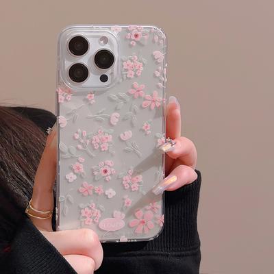 Weiche INS-Blumenmuster-Telefonhülle für iPhone 16 15 14 13 12 11 Pro Max X XR XS 7 8 Plus SE Silikon-Stoßschutzabdeckung