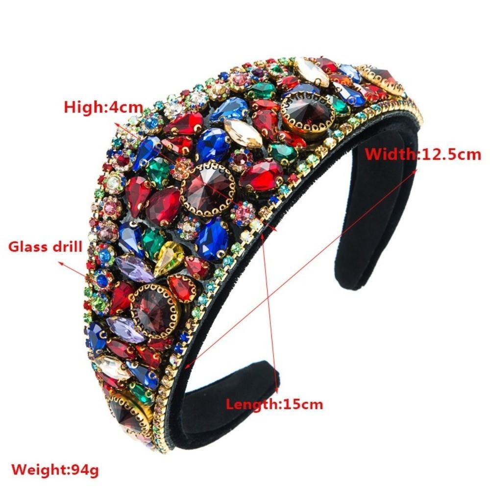 Shiny Rhinestone Headband Wide Brim Baroque Headdress Bling Bling Women Hair Hoop  Wedding