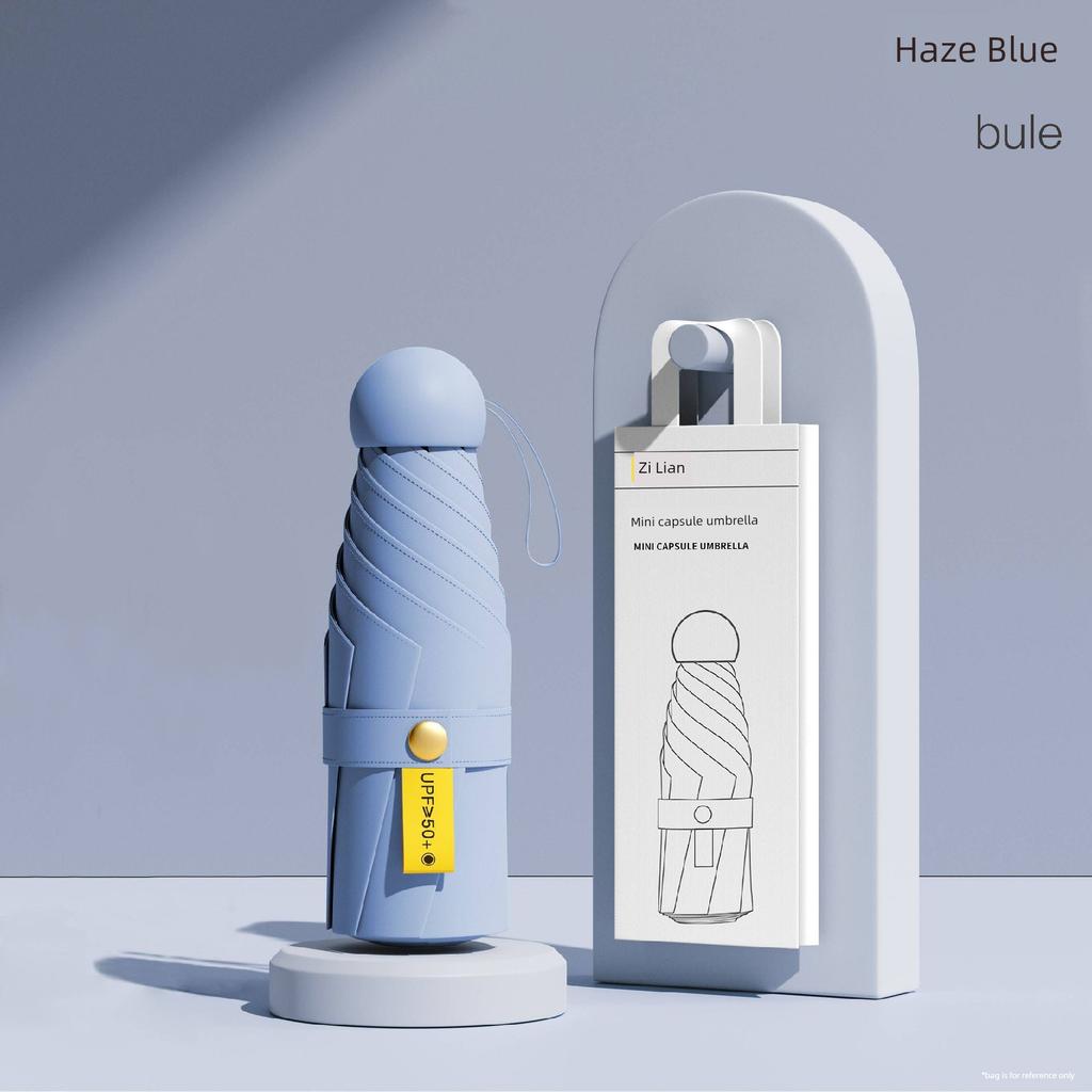 Capsule Sun Umbrella Sun Protection UV Protection Sun Protection Umbrella Dual-Use Mini Six Foldable Ultra Light and Compact Portable M