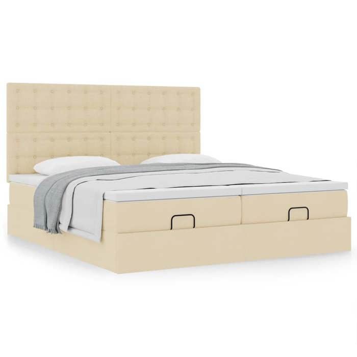Cadre de lit ottoman - Maison Exclusive - Rangement hydraulique - Matelas ressorts ensachés 20 cm - Tissu crème