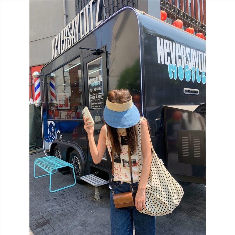 Song Hye Qyo Gepunktete Weiße Canvas Tasche Bangkok Tragen Lässige Große Kapazität Tasche Umhängetasche Neu