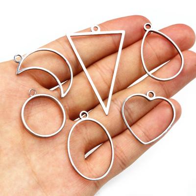 10pcs Oval Round Heart Moon Shape Stainless Steel Frame Bezel Rings For DIY Earring Neckalce Pendant Charms Jewelry Makings